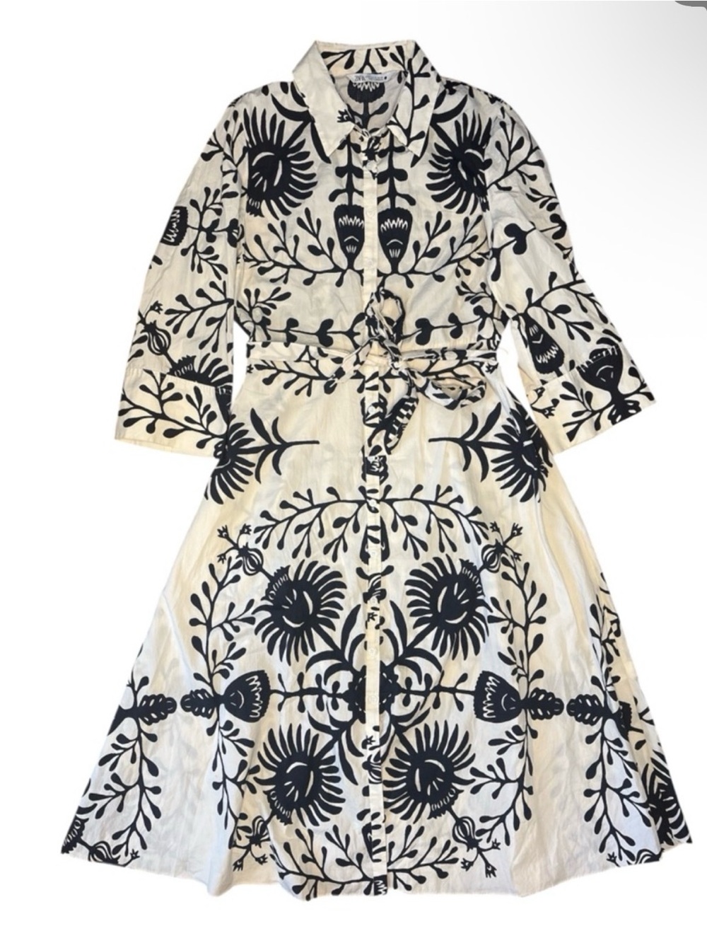 Zara Botanical Floral Midi Button Down Dress - Picture 2 of 7